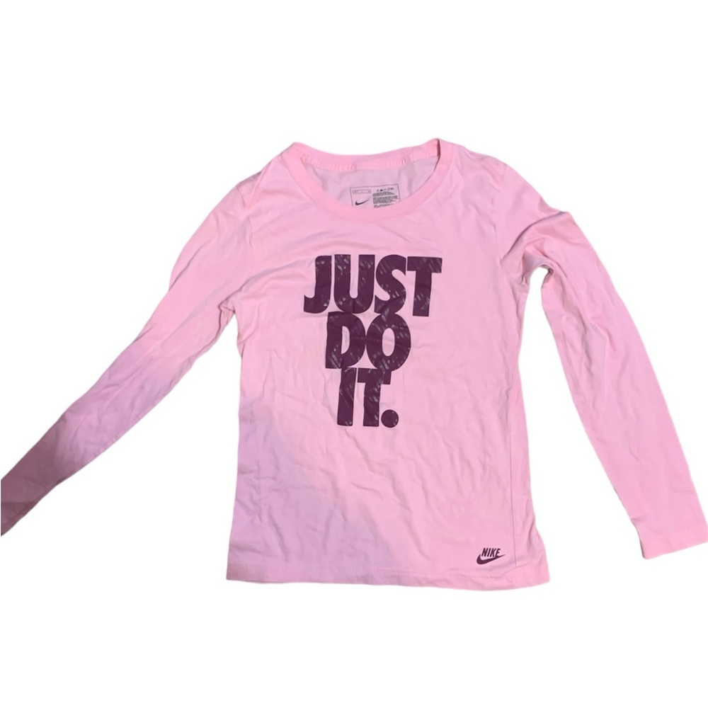 Nike “Just Do It” Pink Long Sleeve Sweater Small
